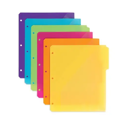 Smead 1/3-Cut Tabs 11.25 in. x 9.75 in. Three-Ring Binder Poly Index Dividers with Pocket - Assorted Colors (30/Box)