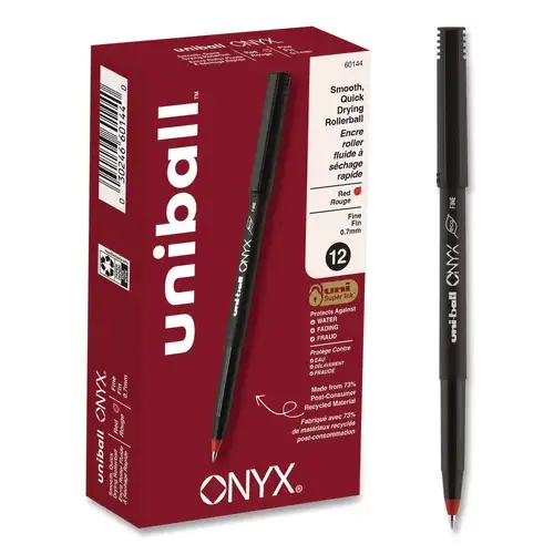 uni-ball ONYX Fine 0.7 mm Roller Ball Pen - Black/Red Barrel (1-Dozen)