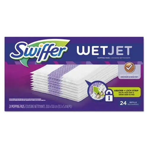 Swiffer WetJet 11.3 in. x 5.4 in. System Refill Cloths - White (24/Box)