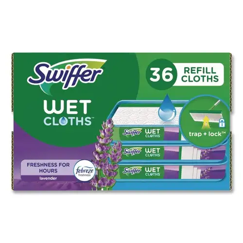Swiffer 10 x 8 Wet Refill Cloths - White/Lavender Vanilla and Comfort (36/Carton)