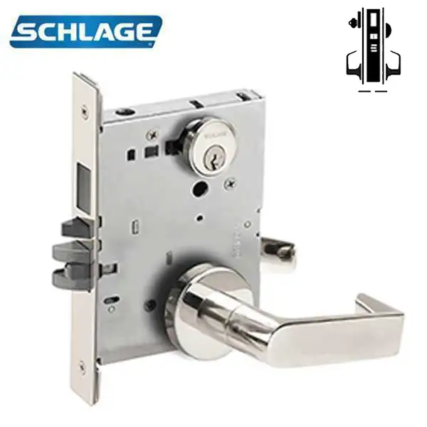 Schlage - L9485P - L Series Mortise Lockset w/ Deadbolt - 26D - Satin Chrome - Faculty Restroom - Grade 1