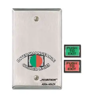 Securitron PB3E - 1" x 3/4" Rectangle - Momentary - DPST - Illuminated - Green/Red Lens