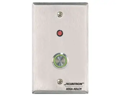 Securitron PB4L-2 - 1" Stainless Momentary - DPDT - Single Gang - Green Illuminated Halo