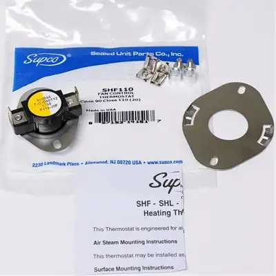 Supco SHF110 Heater Fan Control Thermostat Close-On Rise F110-20
