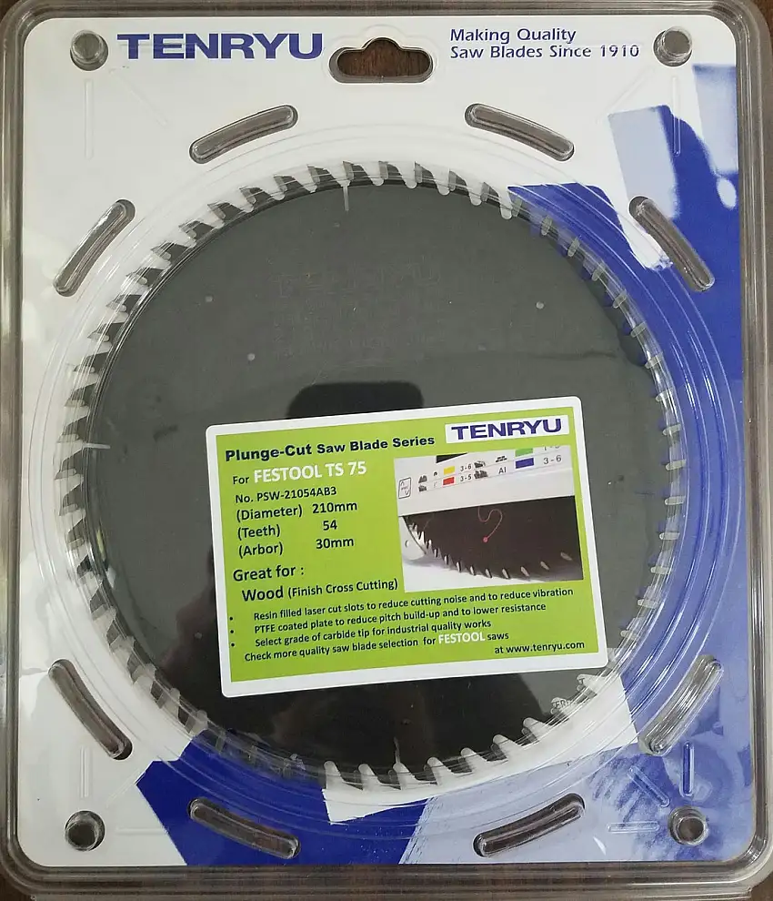 Tenryu PSW-21054AB3 Wood Fine Cross Cut (Fits Festool TS 75)