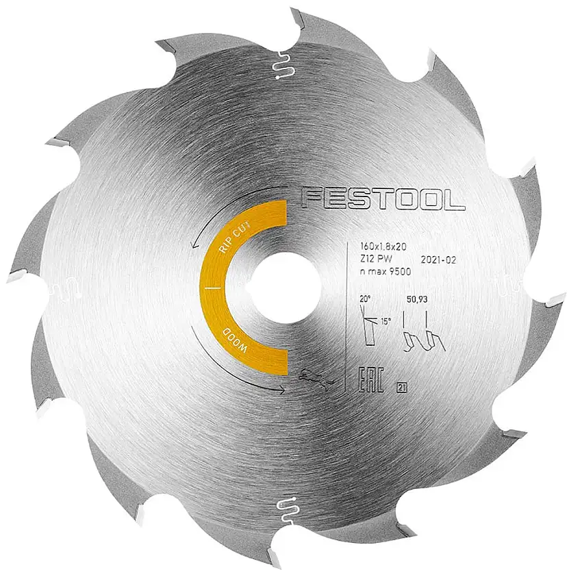 Festool Saw Blade, Panther Wood Rip Cut, 12 Teeth, For TSC 55 K / TS 5