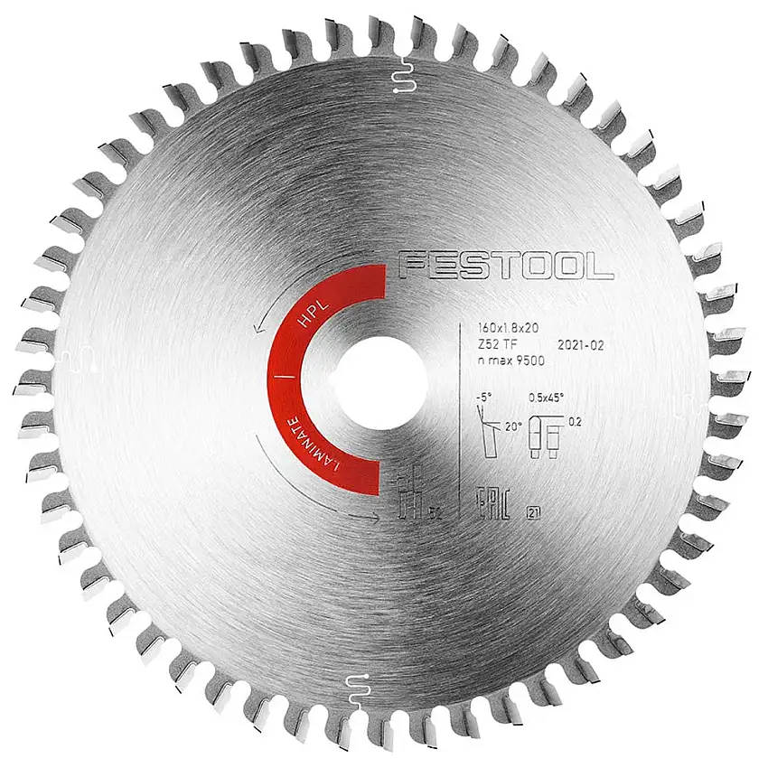 Festool Saw Blade, Laminate/HPL, 52 Teeth, For TS 55 F / TSC 55 K / HK