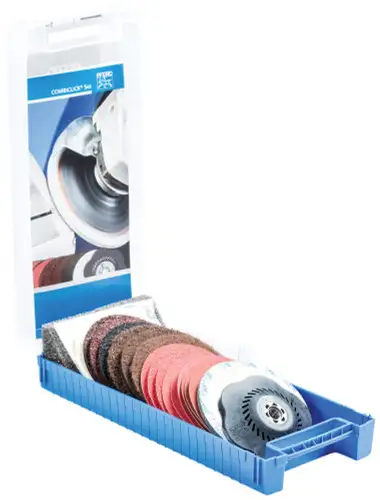 Pferd 48192 COMBICLICK Surface Finishing Set | 4-1/2" Disc | 5/8-11 Threaded Backing Pad