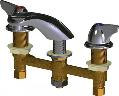 Chicago Faucets 404-V1000ABCP Deck-Mounted Manual Sink Faucet with 8" Centers