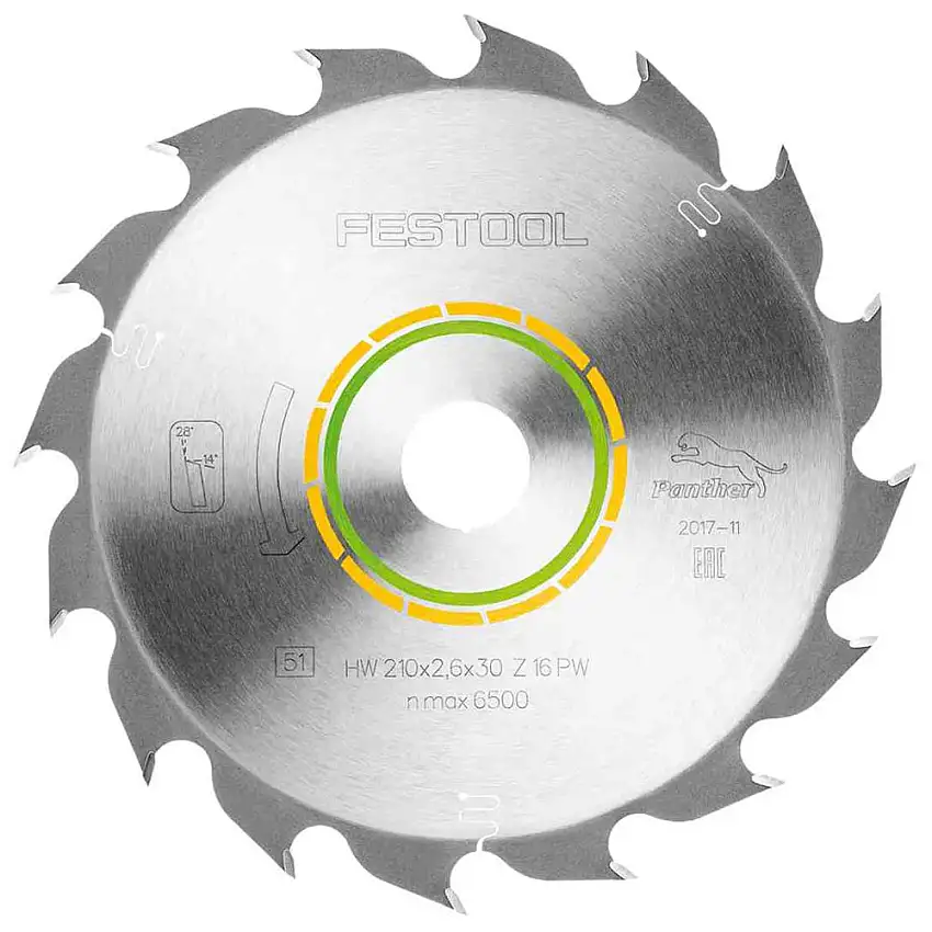 Festool Saw Blade, Panther Wood Rip Cut, 16 Teeth, For TS 75 (2.6 mm K