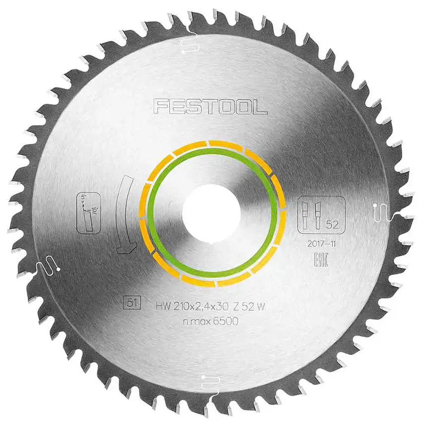 Festool Saw Blade, Fine Tooth, 52 Teeth, For TS 75 (2.6 mm Kerf)