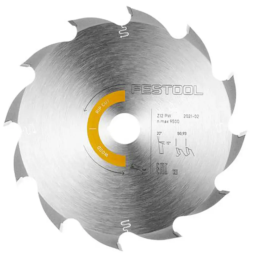 Festool Saw Blade, Panther Wood Rip Cut, 12 Teeth, For TS 55 R / TSC 5