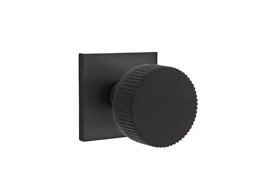 Emtek Conical Straight Knurled Knob Set with Square Rosette