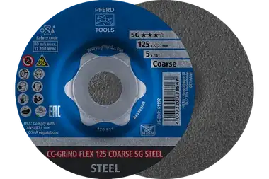 Pferd 61192 CC-GRIND FLEX SG STEEL Grinding Disc | 5" Diameter | 7/8" Arbor Hole | CO-COOL Fine | Sold by Box of 10