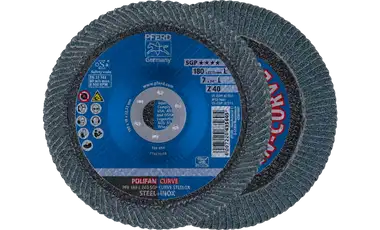 Pferd 67351 Polifan Flap Disc | 7/8" Arbor Hole | 7" Diameter | Zirconia Alumina 40 Grit | Radial Type | Sold by Box of 10