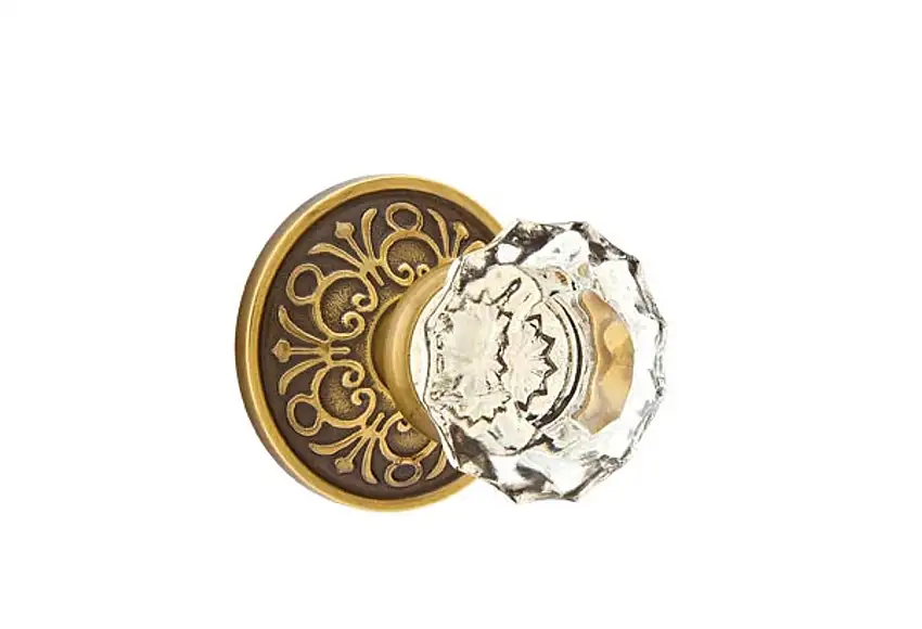 Emtek Astoria Glass Knob Set with Lancaster Rosette
