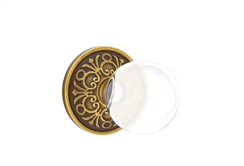 Emtek Bristol Glass Knob Set with Lancaster Rosette