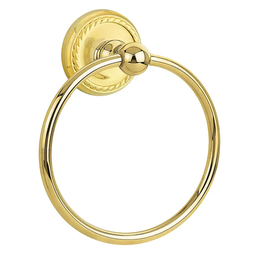Emtek Traditional Brass Towel Ring 6 7/8" Centers Rope Rosette
