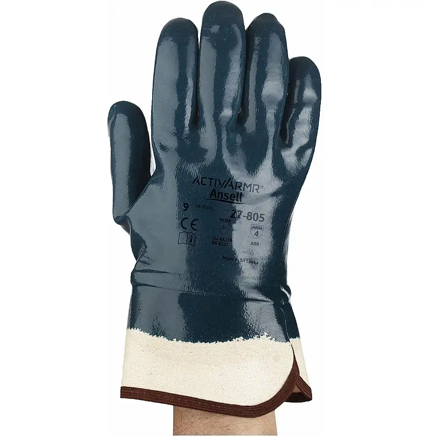 Ansell Size 10 ActivArmr  27-805 Nitrile Work Gloves With Cotton Jersey Liner And Safety Cuff