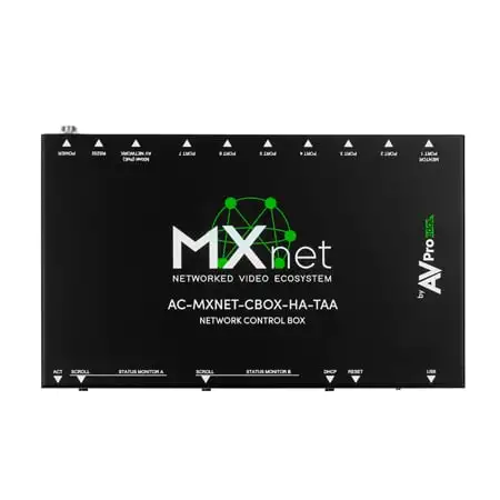 AVPro Edge AC-MXNET-CBOX-HA-TAA MXNET Control Box for MXNET System - Eight Female RJ-45 with One PoE - TAA Compliant