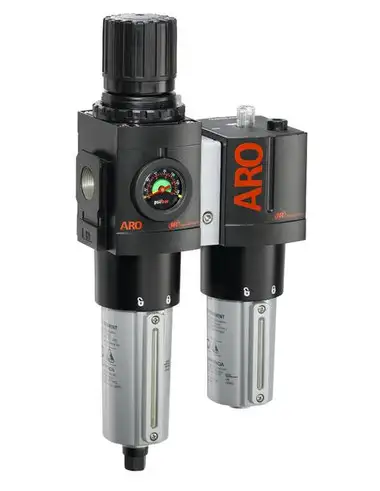 ARO C38461-610 2-Piece FRL Combination Unit | 3000 Series | 1" Port Size | Relieving | Metal Bowl with Gauge | 208 SCFM