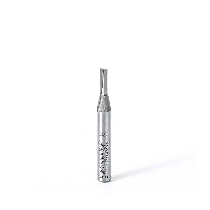 Amana Straight Plunge Bit, 2 Flute, 1/8"Dia, 1/4" Shank, 2" Length (45200)