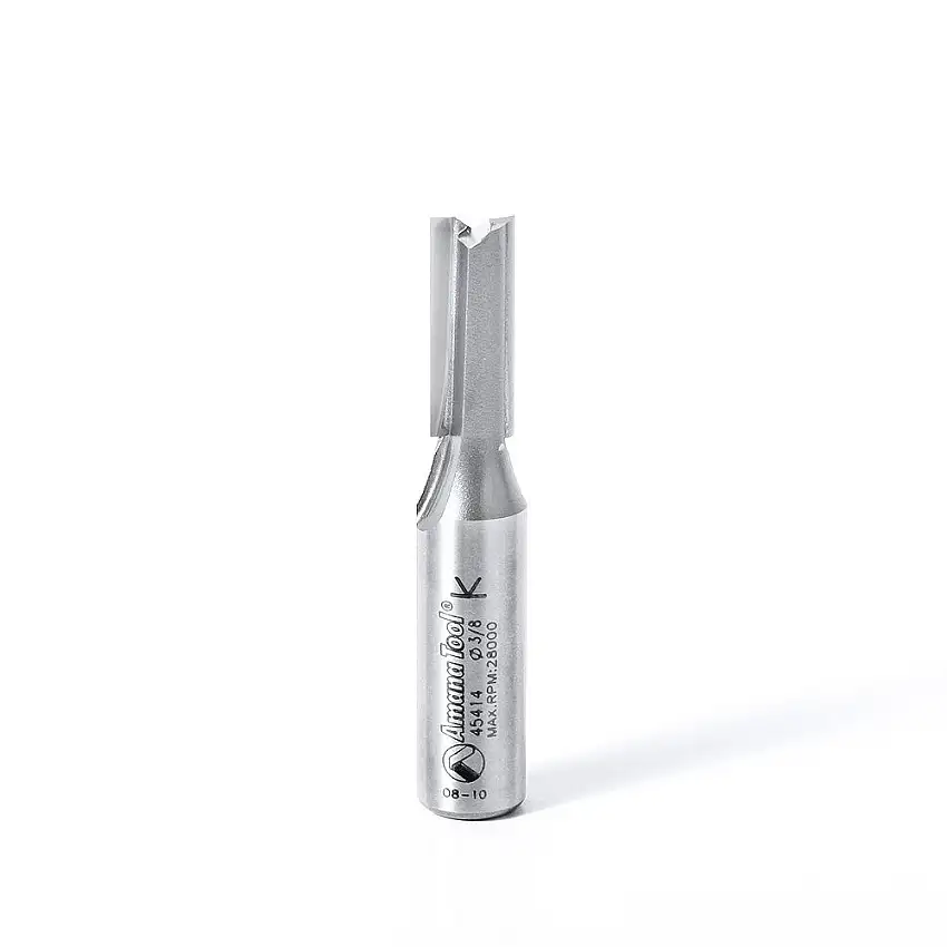 Amana Straight Plunge Bit, 2 Flute, 3/8"Dia, 1/2" Shank, 2-3/4" Length (45414)