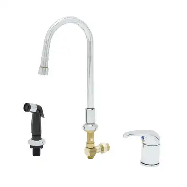T&S Brass B-2744 Side Mount Faucet W/ Rigid Gooseneck & Side Spray