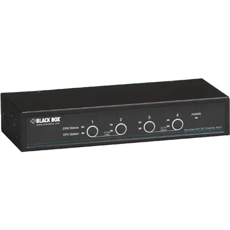 Black Box KV9704A Desktop KVM Switch 4-Port DisplayPort USB Bi-Dir USB Audio