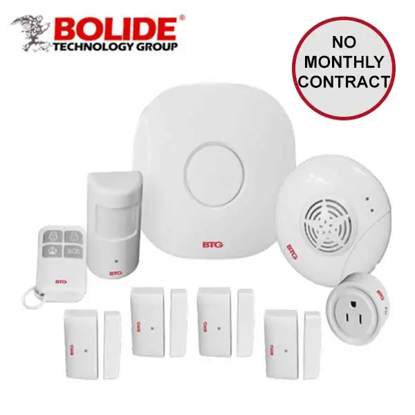 Bolide - Wireless Alarm Security Kit - 9 Pieces - Motion Sensors / Smart Plug / Central Hub - Self monitored security system - App Controlled - White