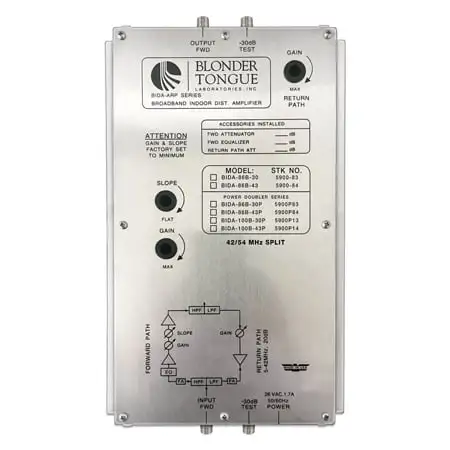 Blonder Tongue BIDA-86B-30P Broadband Indoor Distribution Amplifier - 30 db - 54-860 MHz