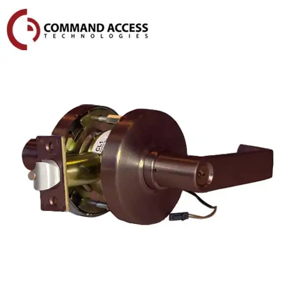 Command Access - Electrified Cylindrical Clutch Lever Set - Fail Secure - Storeroom - L6 Lever - 12/24V - Duronatic Bronze - Grade 1