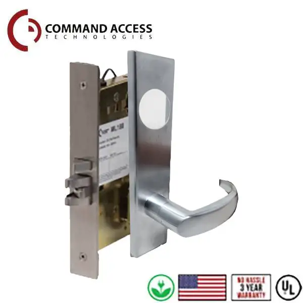 Command Access - Electrified Mortise Lever set - Fail Secure - Storeroom - ESC17 - 24V - Satin Chrome - Grade 1