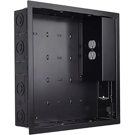 Chief Proximity In-Wall Storage Box with 2 Receptable Filter and Surge - Square Box - Black