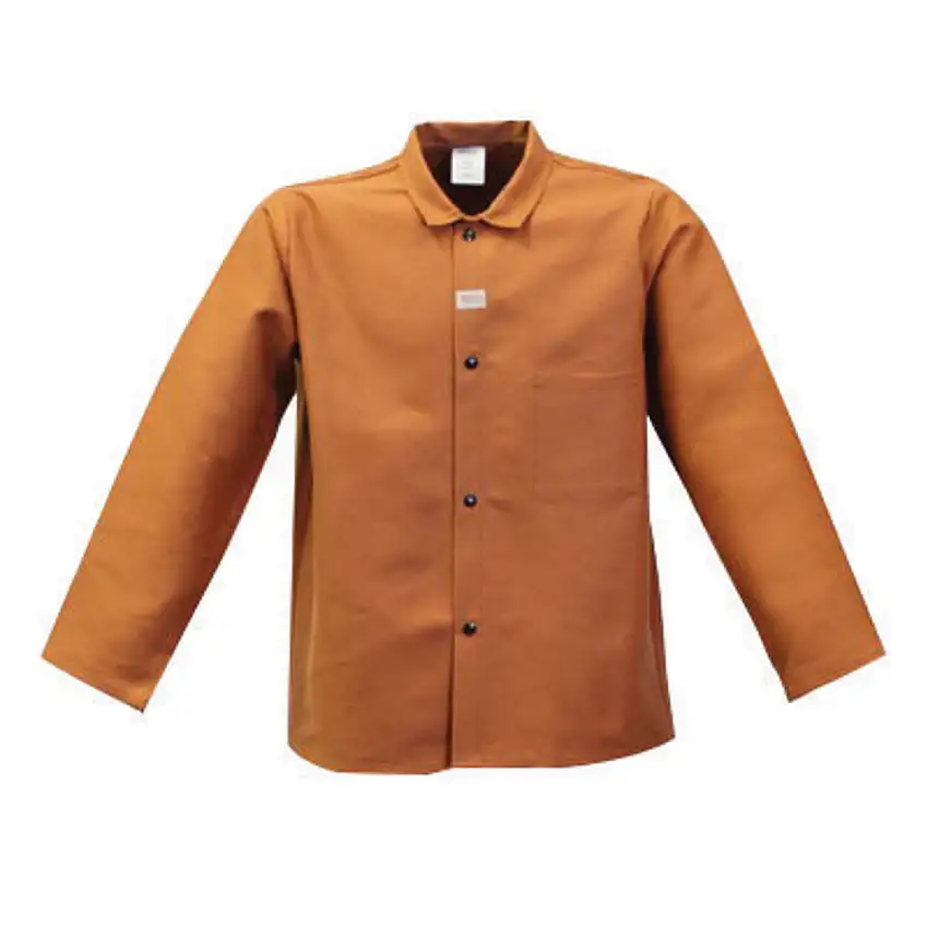 Stanco Safety Products Large Brown Cotton Flame Resistant Jacket With Snap Closure