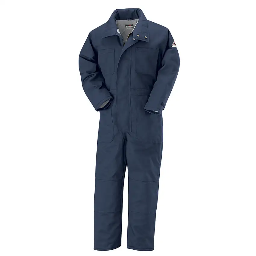 Bulwark  Large Regular Navy Blue Westex Ultrasoft  Twill/Cotton/Nylon Flame Resistant Coveralls With Cotton Lining Zipper Front Closure