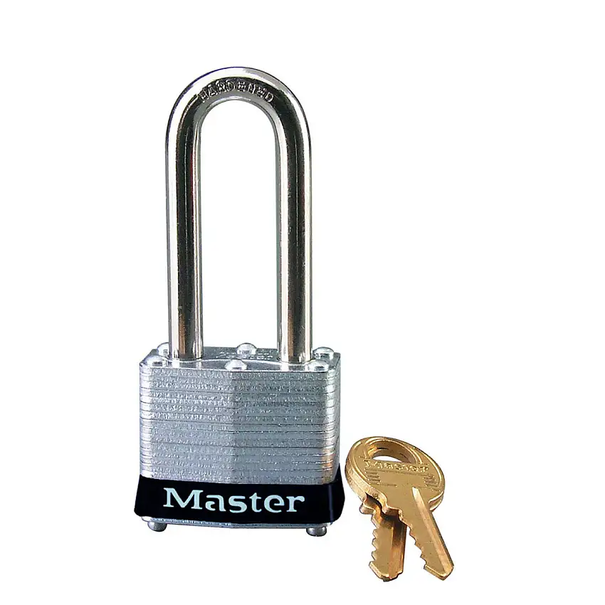 Master Lock Black Laminated Steel 4 Pin Tumbler Padlock Hardened Steel Shackle