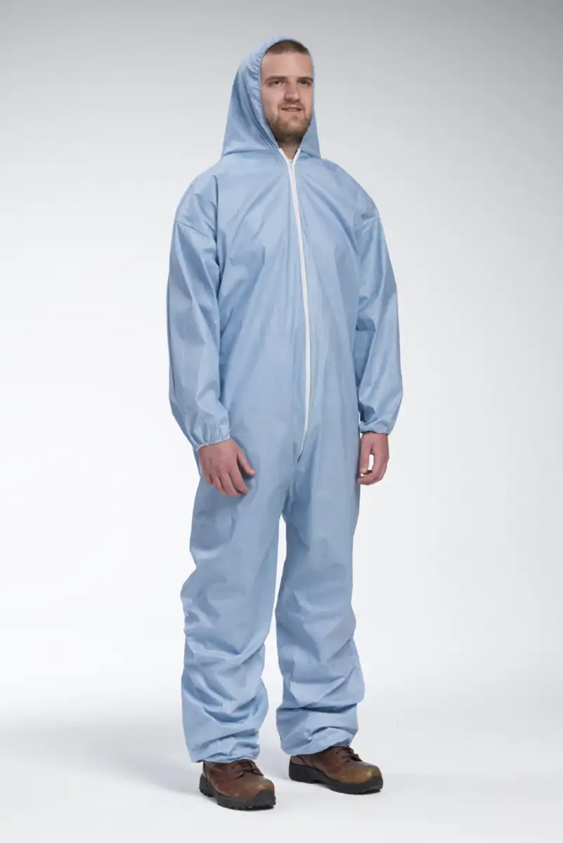 PIP 5X Blue Posiwear FR Polyester Wood Pulp Disposable Coveralls