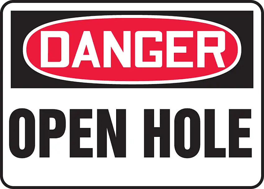 Accuform 10 X 14 Red Black And White Plastic Safety Signs DANGER OPEN HOLE