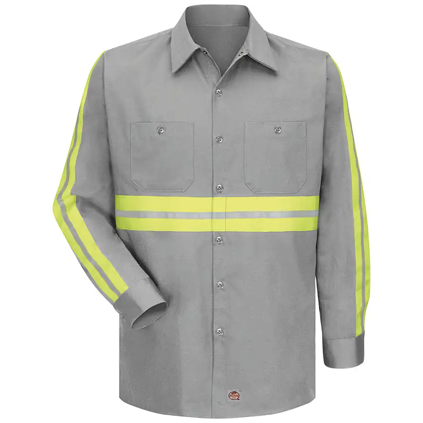 Bulwark X-Large/Long Gray Red Kap  6 Ounce 100% Cotton Long Sleeve Shirt With Button Closure