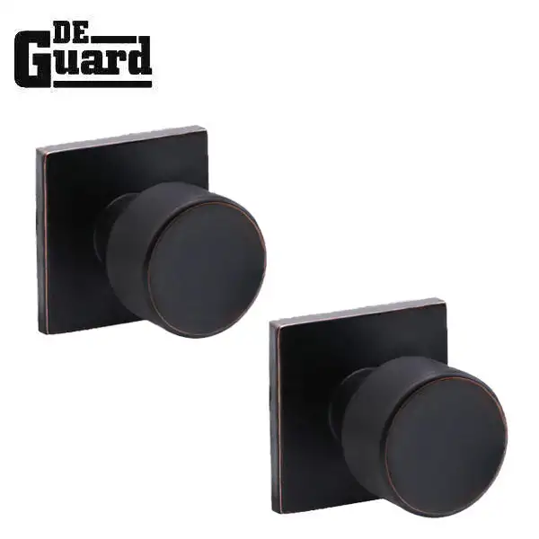 Contemporary Flat Ball Door Knob Set - Passage - Square Rose - Aged Bronze - Grade 3