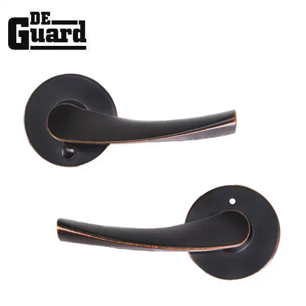 Contemporary Wave Lever Set - Privacy - Round Rose - Aged Bronze - Grade 3