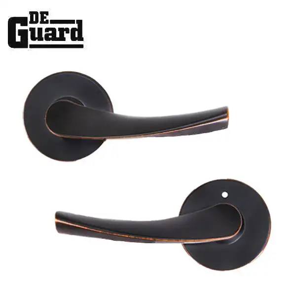 Contemporary Wave Lever Set - Passage - Round Rose - Aged Bronze - Grade 3