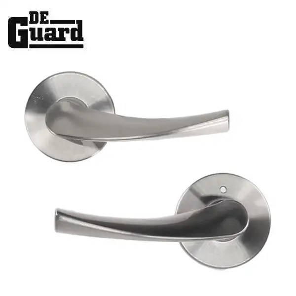 Contemporary Wave Lever Set - Passage - Round Rose - Satin Nickel - Grade 3
