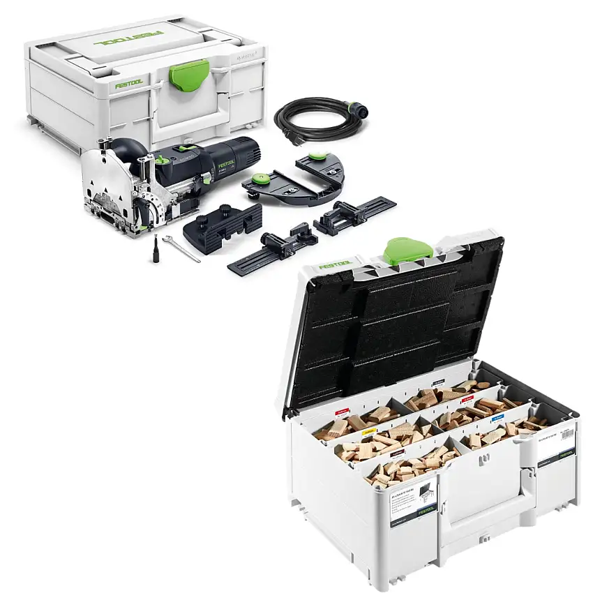 Festool Domino DF 500 RQ Set (578544) With Assortment of Domino 500 - 5 Cutters, 1060 Domino Tenons (576794)