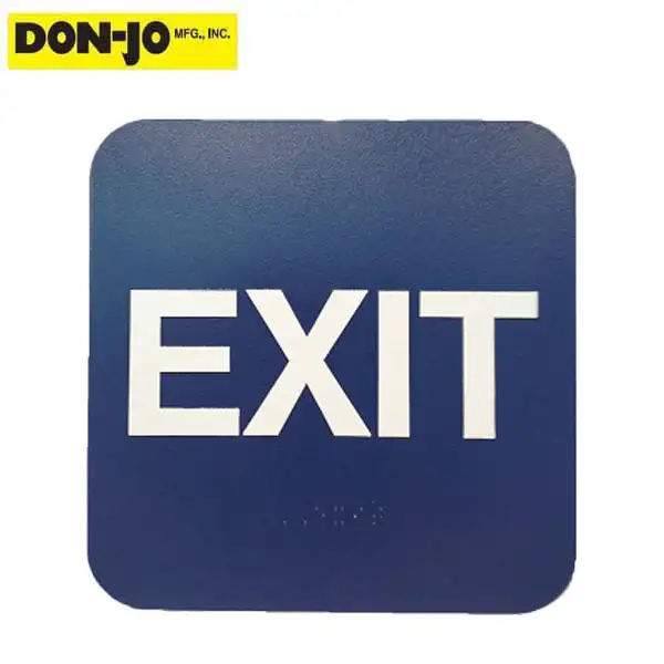 Don-Jo - HS 9070 35 - Exit Sign w/ Braille - Matte Blue - 9" x 6"