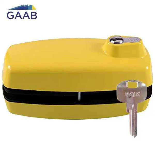 GAAB - T180  - Tempered Frameless Glass Door Lock  - Reversible - 10 -12mm Doors - YALE Keyway - Yellow