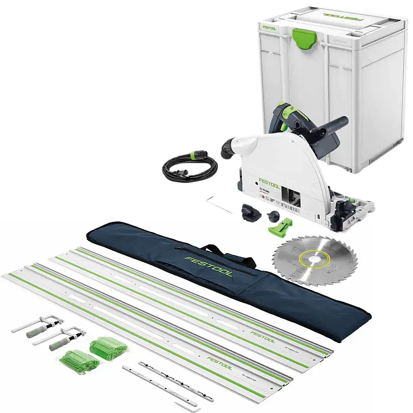 Festool TS 75 EQ-F-Plus Plunge Cut Circular Saw with Festool FS 1400/2 KP Guide Rail Starter Set (576118-577932)