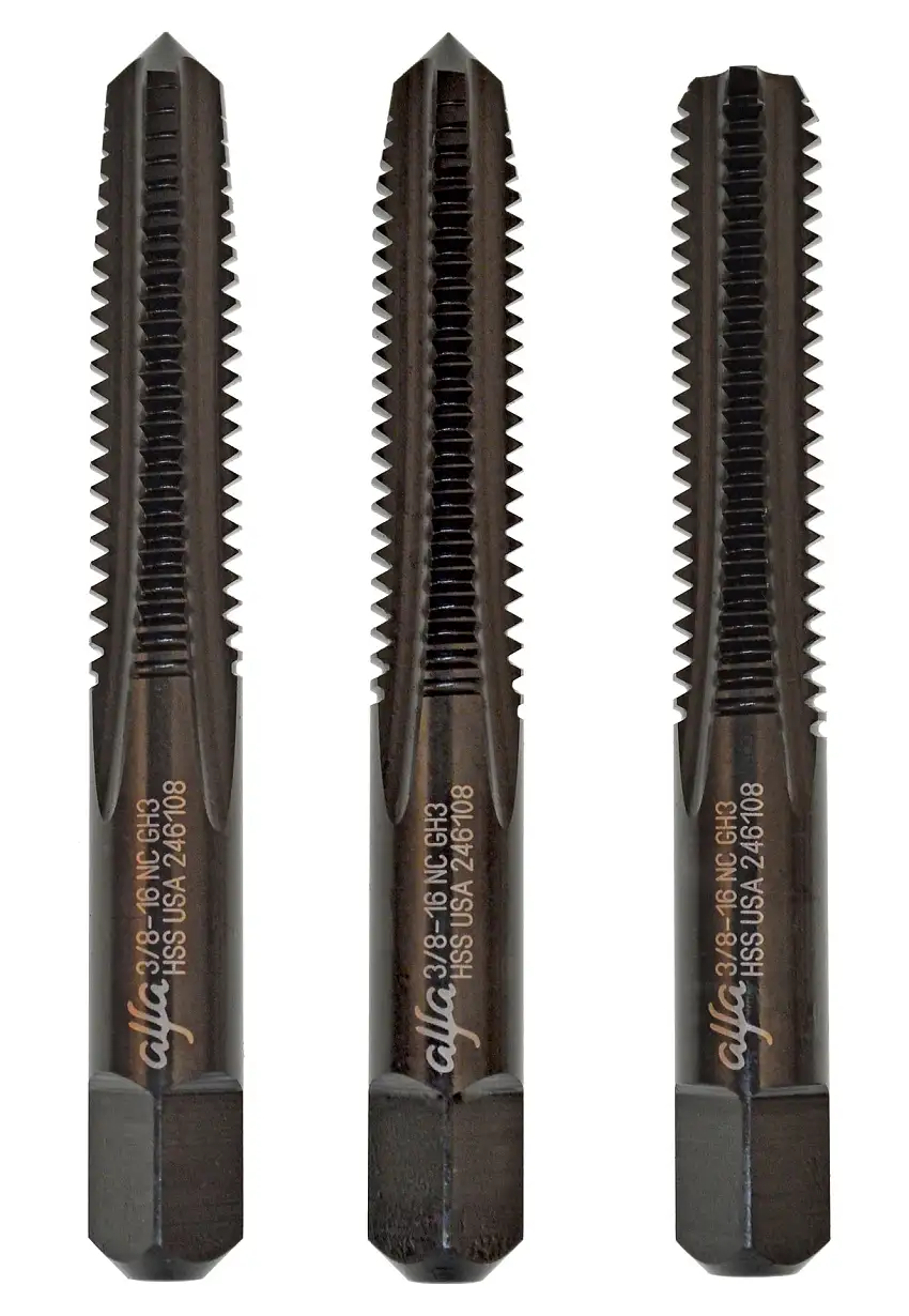 ALFA Tools HTS80056 1 1/4-12 HSS BLACK OXIDE ALFA USA HAND TAP SET 1/pack