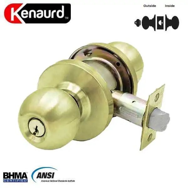 Commercial Door Knob Set - 2-3/4” Standard Backset - Polished Brass - Storeroom - Grade 2